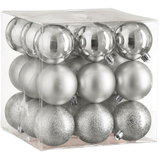  LAALU díszkészlet: vegyes kerek ezüst díszek 6 cm, 27 db (LAU-6229) karácsonyi dekoráció
