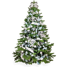 LAALU feldíszített karácsonyfa - Mennyei ezüst, 131 dísz, 240 cm műfenyő