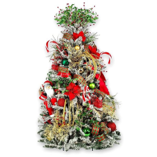 LAALU feldíszített karácsonyfa - Santa Claus, 87 dísz, 150 cm műfenyő