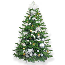 LAALU karácsonyfa díszítve - ÉSZAKI SARK ARANY II, 222 dísz, 450 cm műfenyő