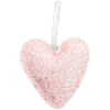 LAALU Karácsonyi dísz - műbőr szív, rózsaszín, csillámos, 12,5 cm