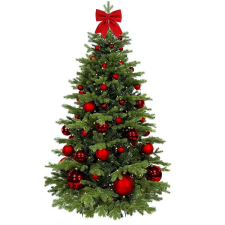 LAALU Piros karácsony II - karácsonyfa feldíszítve - 73 dísz, 180 cm műfenyő