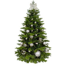 LAALU Vánoční stromek zdobený - STŘÍBRNÉ VÁNOCE II, 85 ks ozdob, 270 cm műfenyő