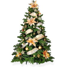 LAALU Vánoční stromek zdobený - ZLATÝ TŘPYT II, 142 ks ozdob, 270 cm műfenyő