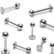 Labret külső menettel (ezüst színben) testékszer