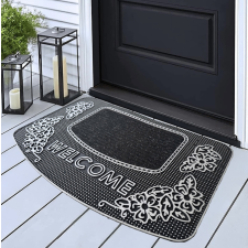  Lábtörlő Extra Welcome Ezüst virágos új gumis 45x75cm lakástextília