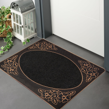 Lábtörlő Star Bronz Ovál virág mintás fekete gumis 45x75cm lakástextília