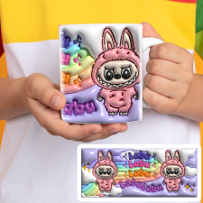  Labubu bögre - 3D hatású - zene szivárvány bögrék, csészék