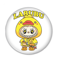 Labubu - Sárga esőkabátos hűtőmágnes hűtőmágnes