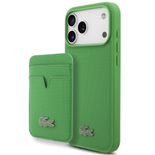 Lacoste Iconic Petit Pique Apple iPhone 17 Pro MagSafe tok + kártyatartó pénztárca, zöld tok és táska