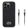 Lacoste Lacoste Iconic Petit Pique Woven Logo MagSafe tok iPhone 15 Pro készülékhez fekete + USB-C/USB-C adatkábel
