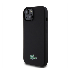 Lacoste Microfiber Croc Logo MagSafe iPhone 15 szilikon tok, fekete tok és táska