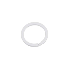 Lakkozott fém kulcstartó, átmérő 30 mm, fehér kulcstartó