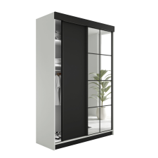  Lamaro Tolóajtós Szekrény tükörrel 138x205cm -  fehér és fekete bútor