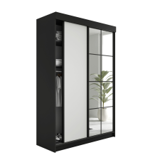  Lamaro Tolóajtós Szekrény tükörrel 138x205cm - fekete &amp; fehér bútor