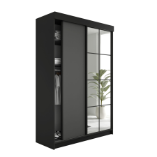  Lamaro Tolóajtós Szekrény tükörrel 138x205cm - fekete &amp; grafit bútor