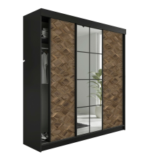  Lamaro Tolóajtós Szekrény tükörrel 200x205cm - fekete &amp; ArtDeco bútor