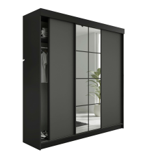  Lamaro Tolóajtós Szekrény tükörrel 200x205cm - fekete &amp; grafit bútor