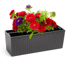 Lamela Virágcserep virágláda betéttel 56 x 19cm Erkély Kert Otthon Rattan Grafit Metál kerti tárolás