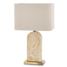  Lámpaernyő travertin, fém, szövet bézs, arany 65,5x41x26 kábelhossz 155cm világítás