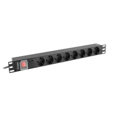 Lanberg 1U 16A 8 aljzat elosztósor 2m (PDU-08F-0200-BK) kábel és adapter