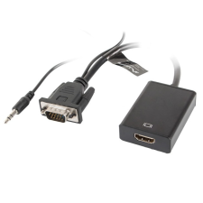 Lanberg adapter VGA(F) + audio 3.5mm -> HDMI(F) 20cm kábel és adapter