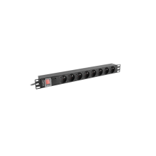 Lanberg PDU-08E-0200-BK túlfeszültség védő elosztó - Fekete (PDU-08E-0200-BK) hosszabbító, elosztó