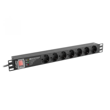 Lanberg PDU-PRO-07F-0200-BK 7 aljzat elosztó 2m fekete kapcsolós védett hosszabbító, elosztó