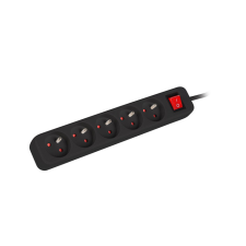 Lanberg PS1-05E-0150-BK 250V Elosztó 5 aljzatos 1.5m - Fekete hosszabbító, elosztó