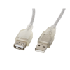Lanberg USB 2.0 anya-apa hosszabbítókábel ferrit maggal 1.8m - Áttetsző (CA-USBE-12CC-0018-TR)