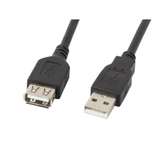 Lanberg USB-A 2.0 (apa - anya) kábel 1.8m - Fekete kábel és adapter