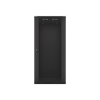 Lanberg WF01-6627-10B 19" 27U SZÉL:600 MÉLY:600 MAG:1307 lapraszerelt üvegajtós fekete fali rack szekrény