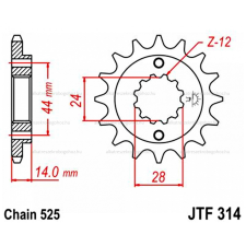  Lánckerék első JTF314 525 16 fogas lánc, láncszett