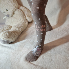  LÁNY harisnyanadrág CICA mintás-melír barna 7-9 év gyerek harisnya