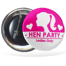 Lánybúcsú kitűző, Hen Party felirattal, 58mm ajándéktárgy