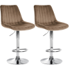 Larico Toni bársony bárszék 2 db-os szett barna-krómozott fém