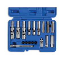 Laser Tools Dugókulcs készlet izzítógyertyákhoz, vékonyfalú + PSG adapterek -TS20 (LAS-6424) dugókulcs