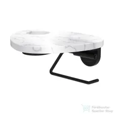 Laufen ADA fali wc papír tartó lyukkal, PVD matt fekete/fehér márvány HF506791515000 fürdőszoba kiegészítő