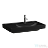 Laufen MEDA 80x46 cm-es falra/bútorra szerelhető mosdó túlfolyó nélkül, bal oldali pulttal, matt fekete H8171157161111