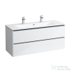 Laufen Palace 120 cm-es 2 csaplyukas mosdó és alsószekrény kombináció 2 fiókkal,fekete fogantyúval,fényes fehér H8617092611071