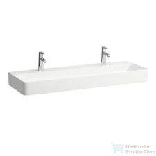 Laufen Val SaphirKeramik 120x42 cm-es mosdó 2 csaplyukkal,túlfolyó nélkül,fehér H8102890001151 szaniter