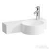 Laufen Val SaphirKeramik 55x31,5 cm-es túlfolyó nélküli kézmosó bal oldali pulttal,LCC Active bevonattal,fehér H815284A001141