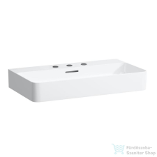 Laufen Val SaphirKeramik 75x42 cm-es mosdó 3 csaplyukkal,LCC bevonattal,fehér H8102854001081 szaniter