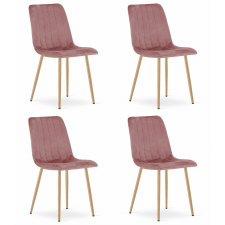  LAVA szék - rózsaszín bársony / fa színű lábak x 4 bútor