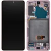  LCD kijelző modul Samsung Galaxy S21 5G G991 készülékhez, kamera nélkül, rózsaszín
