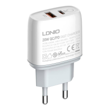 LDNIO A2424C USB-A + USB-C PD + QC3.0 hálózati töltő 20W + Lightning kábel fehér (5905316144439) mobiltelefon kellék