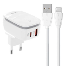 LDNIO A2425C USB-A + USB-C hálózati töltő + Lightning kábel fehér (A2425C Lightning) mobiltelefon kellék