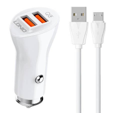 LDNIO C511Q autós töltő 2x USB-A + Micro USB kábel (5905316142671) mobiltelefon kellék