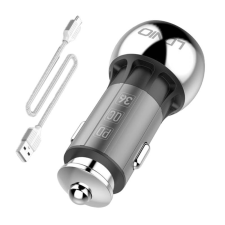 LDNIO Ldino C1 USB-A / USB-C Autós töltő + USB-C kábel - Ezüst mobiltelefon kellék