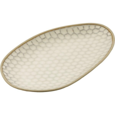 LE COQ Porcelaine Ovális sekély tányér, Le COQ Kypseli 22,5x13 cm, bézs tányér és evőeszköz